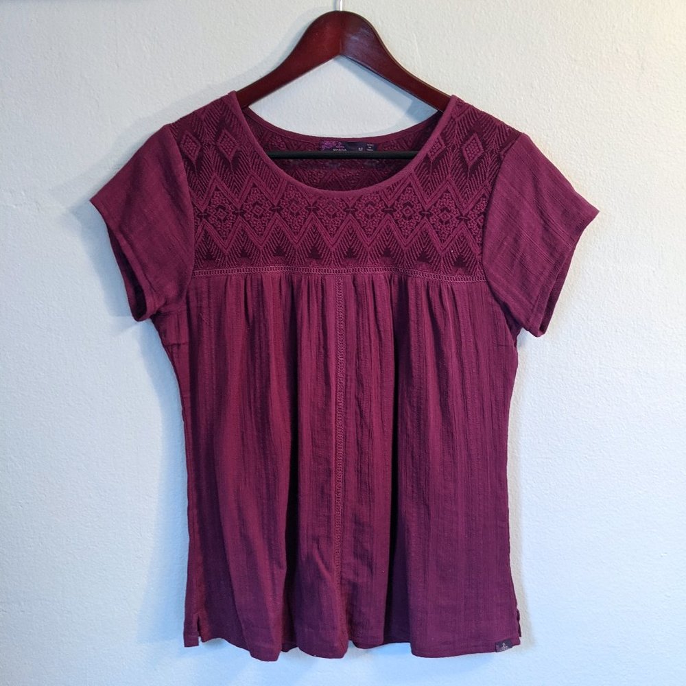 Prana Women's Kora Top - Burgundy with Cap Sleeves